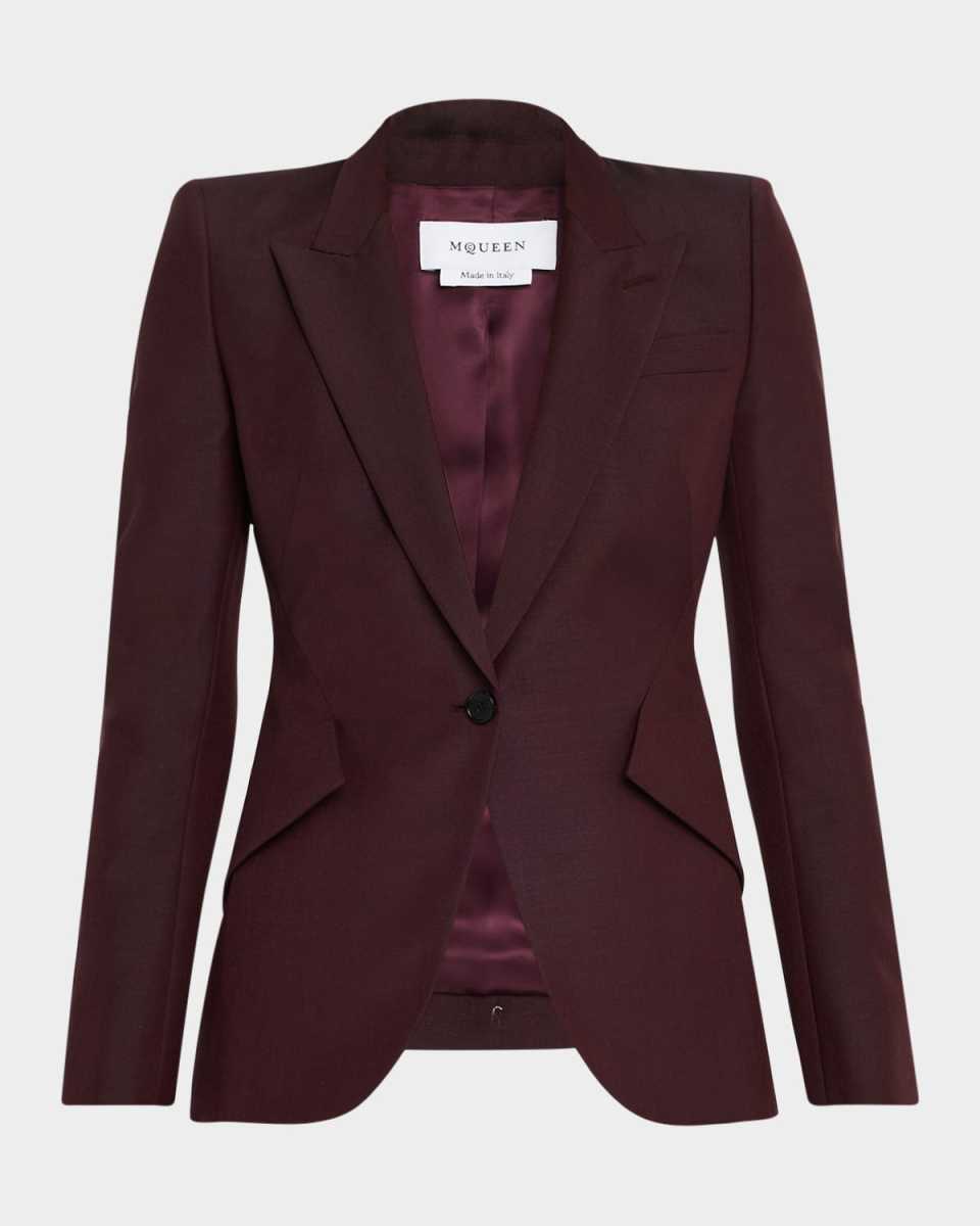 Single-Breasted Wool Blazer Jacket